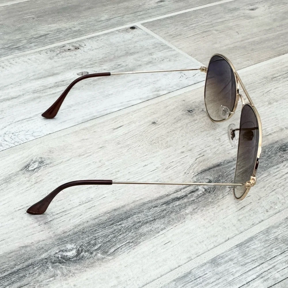 Ray-Ban Gold Gradient Brown Aviator Unisex Sunglasses 58MM